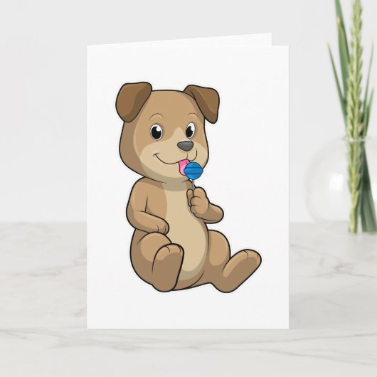Hond met snoepjes lollypop kaart (Voorkant)