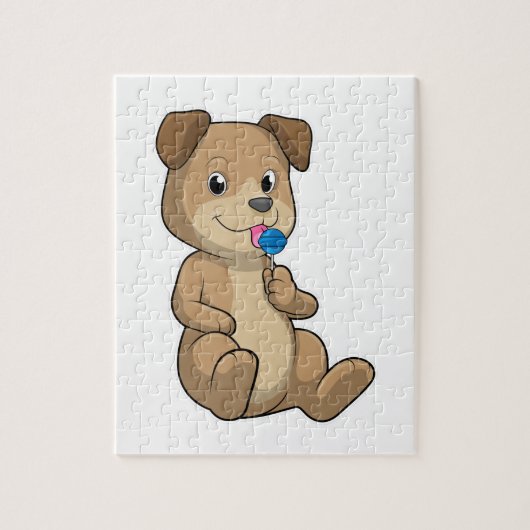 Hond met snoepjes Lollypop Legpuzzel (Verticaal)