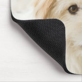 Hond met speelgoed in bed muismat (Hoek)