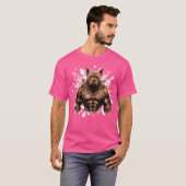 Hond met spieren pit workout gym bodybuilding t-shirt (Voorkant volledig)