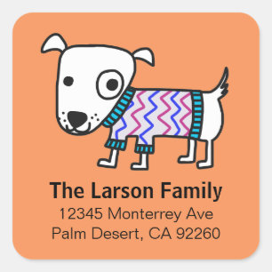 Hond met Sweater Vierkante Adresetiketten Vierkante Sticker