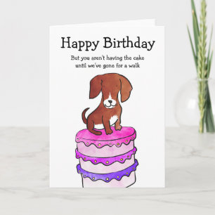 Hond met taart verjaardagskaart kaart