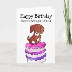 Hond met taart verjaardagskaart kaart