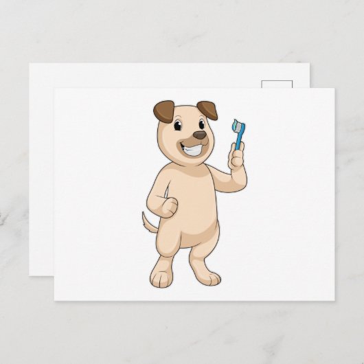 Hond met Tandenborstel Briefkaart (Voorkant / Achterkant)