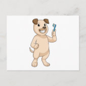 Hond met Tandenborstel Briefkaart (Voorkant)