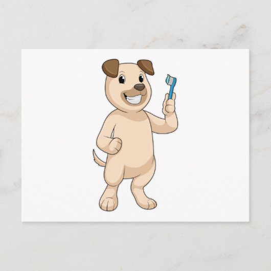 Hond met Tandenborstel Briefkaart (Voorkant)