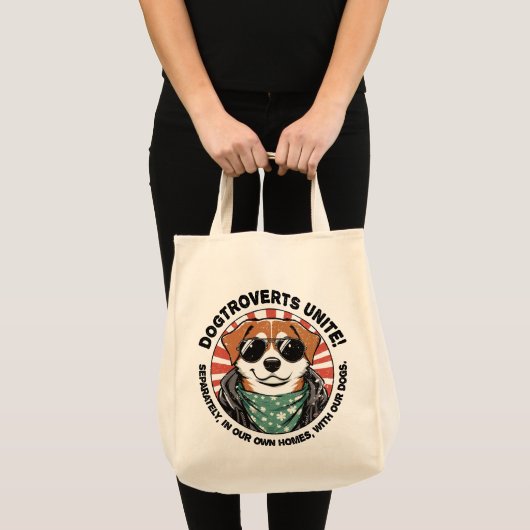 Hond met tekst Dogtroverts verenigen! Tote Bag (Voorkant (product))