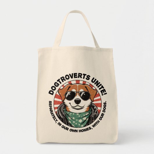 Hond met tekst Dogtroverts verenigen! Tote Bag (Voorkant)