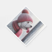 Hond met tong op bevroren paal servet (Hoek)