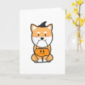 Hond met Trick or Treat Kaart (Gele Bloem)