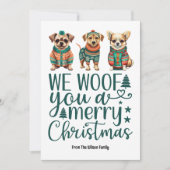 Hond met trui | Wij wensen u een vrolijk kerstfees Feestdagenkaart (Voorkant)