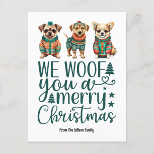 Hond met trui Wij wensen u een vrolijk kerstfees Feestdagenkaart