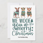 Hond met trui | Wij wensen u een vrolijk kerstfees Feestdagenkaart (Voorkant)