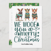 Hond met trui | Wij wensen u een vrolijk kerstfees Feestdagenkaart (Voorkant / Achterkant)