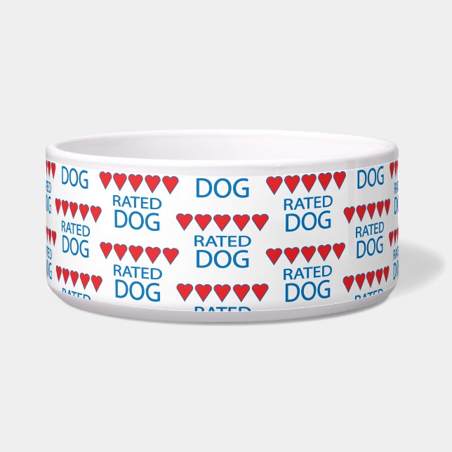 Hond met vijf harten voerbakje (Voorkant)