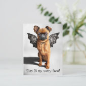 Hond met vleermuisvleugels uitnodiging briefkaart (Staand voorkant)