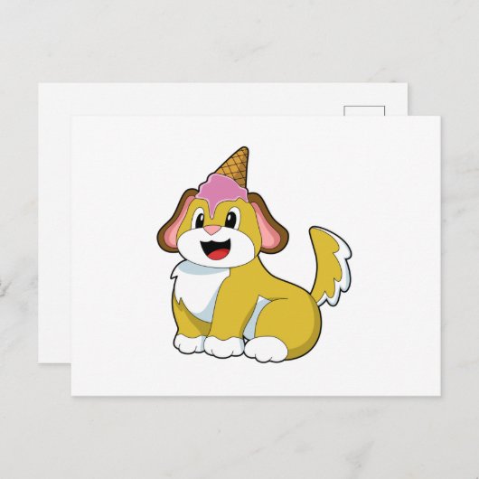 Hond met wafel ijs briefkaart (Voorkant / Achterkant)