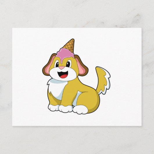 Hond met wafel ijs briefkaart (Voorkant)