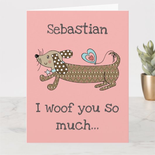 Hond met worstjes dachshond Valentijnsdag kaart (Kleine Plant)