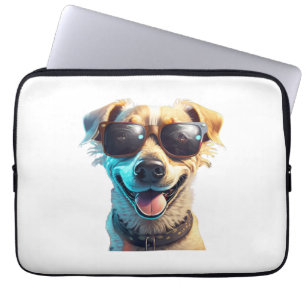 hond met zonnebril Actief Laptop Sleeve