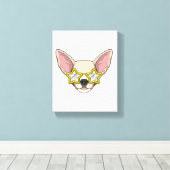 hond met zonnebril canvas afdruk (Insitu (Houten vloer))