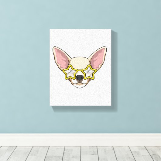 hond met zonnebril canvas afdruk (Insitu (Houten vloer))