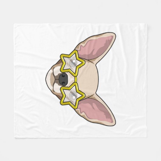 hond met zonnebril fleece deken (Voorkant (Horizontaal))