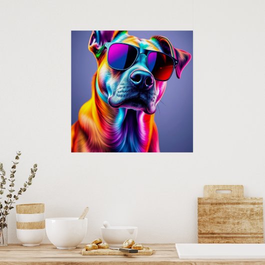 Hond met zonnebril poster (Keuken)