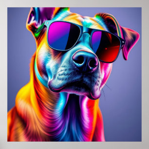 Hond met zonnebril poster