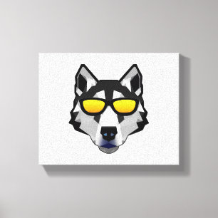 Hond met zonnebril - Siberian Husky Canvas Afdruk