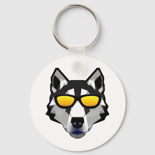 Hond met zonnebril - Siberian Husky Sleutelhanger (Voorkant)