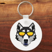 Hond met zonnebril - Siberian Husky Sleutelhanger (Voorkant)