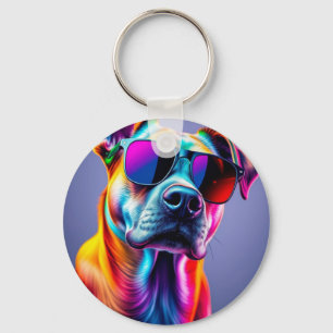 Hond met zonnebril sleutelhanger