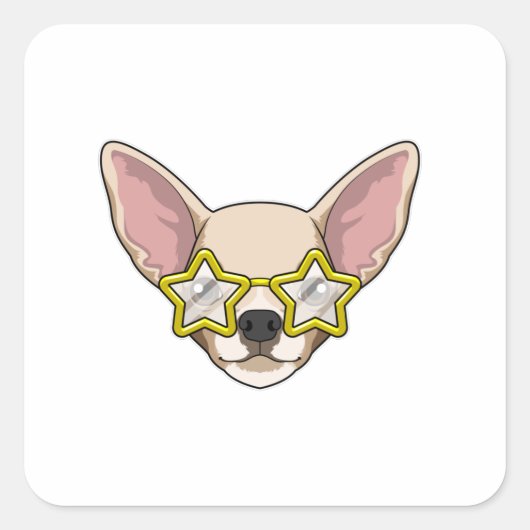 hond met zonnebril vierkante sticker (Voorkant)