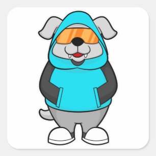 hond met zonnebril vierkante sticker