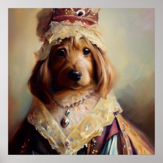 Hond middeleeuwse prinses poster (Voorkant)