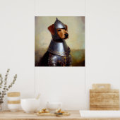Hond middeleeuwse ridder poster (Keuken)