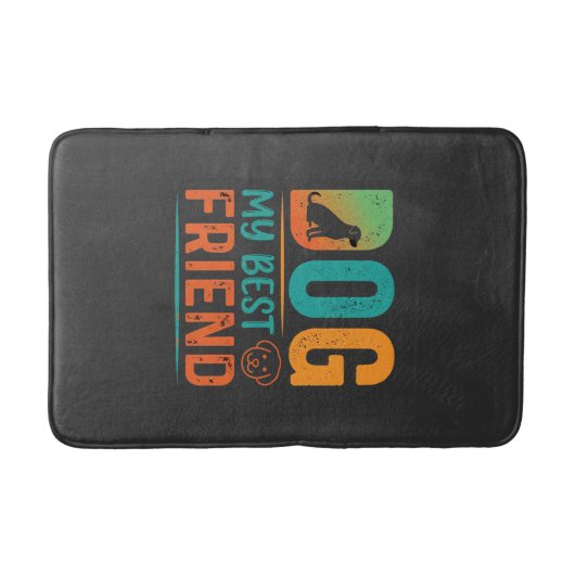 Hond Mijn Beste Vriend Retro Design Badmat (Voorkant)