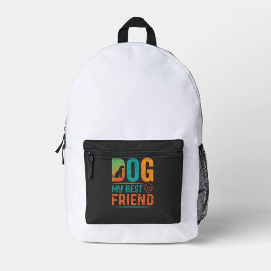 Hond Mijn Beste Vriend Retro Design Bedrukte Rugzak (Voorkant)