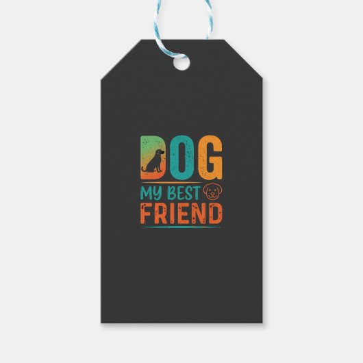 Hond Mijn Beste Vriend Retro Design Cadeaulabel (Voorkant)