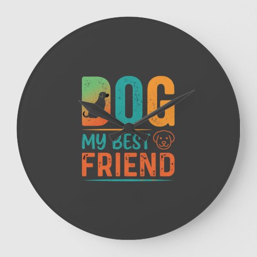 Hond Mijn Beste Vriend Retro Design Grote Klok (Voorkant)