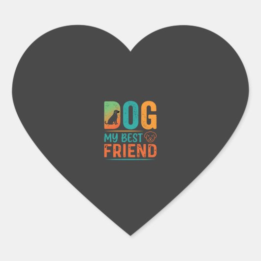 Hond Mijn Beste Vriend Retro Design Hart Sticker (Voorkant)