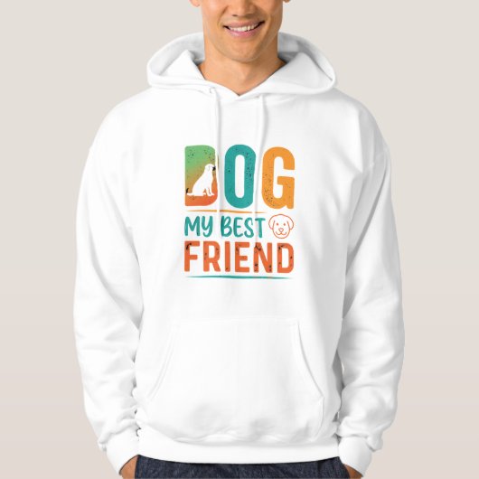 Hond Mijn Beste Vriend Retro Design Hoodie (Voorkant)