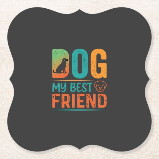 Hond Mijn Beste Vriend Retro Design Kartonnen Onderzetters (Voorkant)