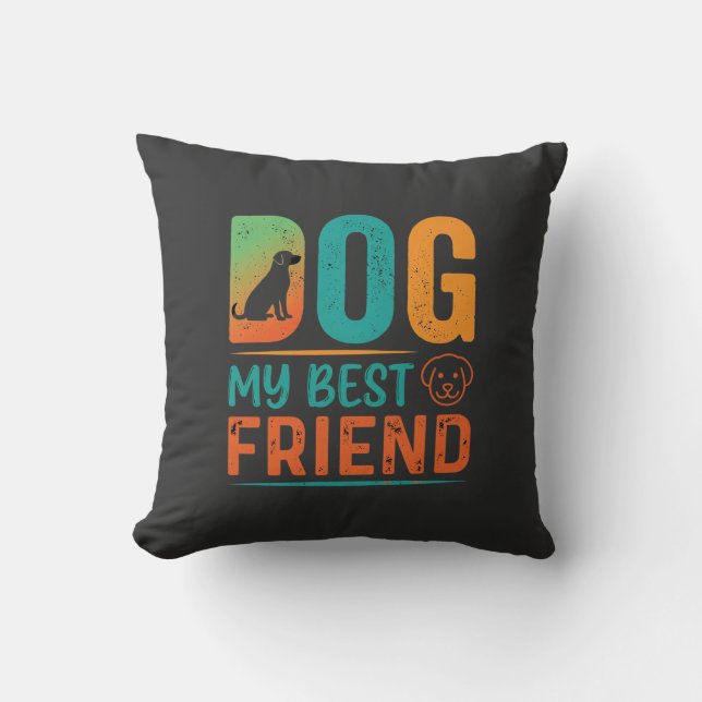 Hond Mijn Beste Vriend Retro Design Kussen (Voorkant)