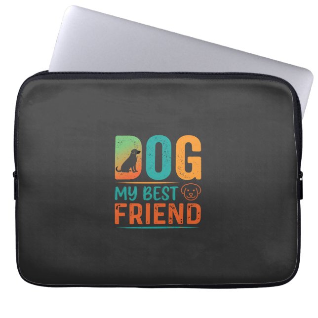 Hond Mijn Beste Vriend Retro Design Laptop Sleeve (Voorkant)