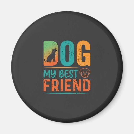 Hond Mijn Beste Vriend Retro Design Magneet (Voorkant)