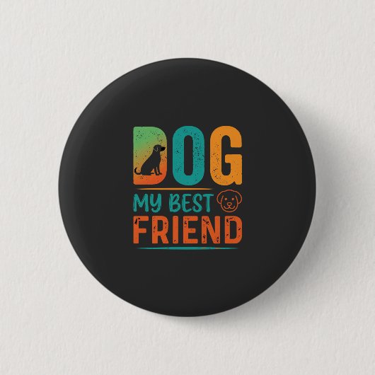 Hond Mijn Beste Vriend Retro Design Ronde Button 5,7 Cm (Voorkant)