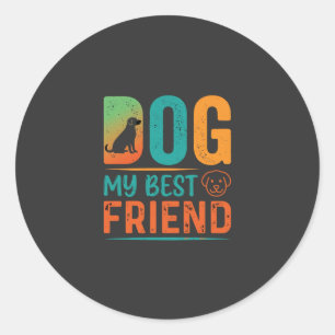 Hond Mijn Beste Vriend Retro Design Ronde Sticker