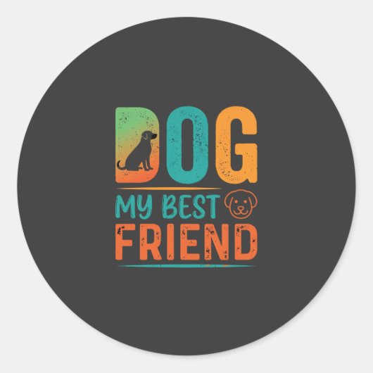Hond Mijn Beste Vriend Retro Design Ronde Sticker (Voorkant)